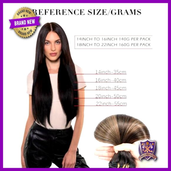 20 Inch Clip-In Human Hair Extensions 7pc 160g Double Drawn